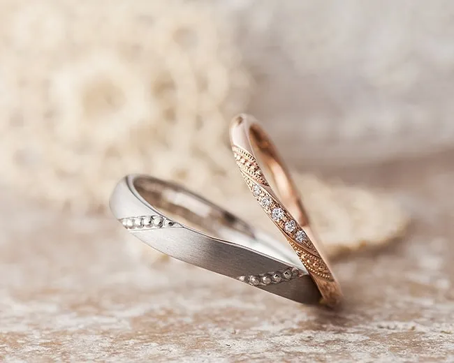 S字ライン　結婚指輪　かわいい　ピンクゴールド