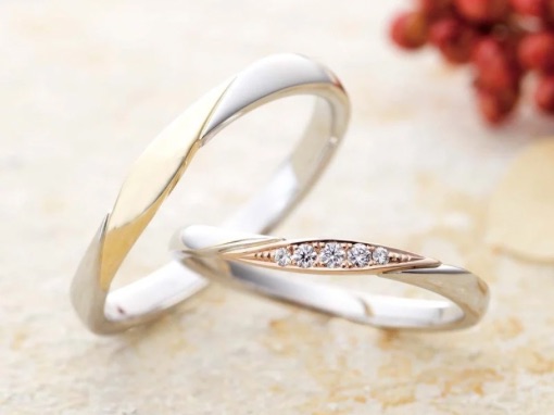  エンゲージリング　マリッジリング　セットリング　プラチナ　K18ゴールド　ピンクゴールド　イエローゴールド　ホワイトゴールド　ダイヤモンド　結婚指輪　婚約指輪　コンビネーションリング　コンビリング　おしゃれ　シンプル　重ね付け ハーフエタニティ　ハーフエタニティリング 記念日　ペアリング