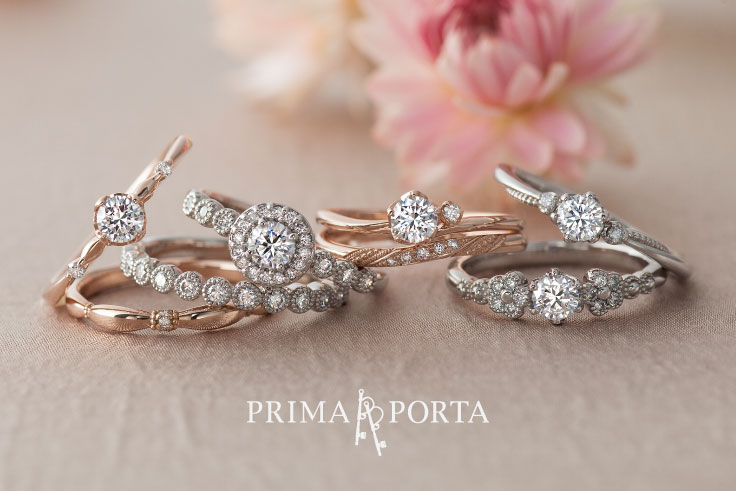 エンゲージリング　マリッジリング　セットリング　プラチナ　K18ゴールド　ピンクゴールド　イエローゴールド　ホワイトゴールド　ダイヤモンド　結婚指輪　婚約指輪　コンビネーションリング　コンビリング　おしゃれ　シンプル　重ね付け ハーフエタニティ　ハーフエタニティリング